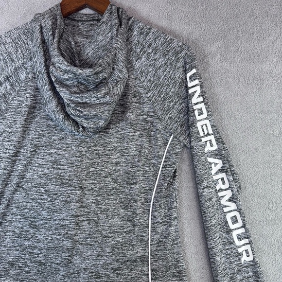 Woman’s Under Armour Hooded Heathered Grey Pullover Medium - Picture 9 of 14